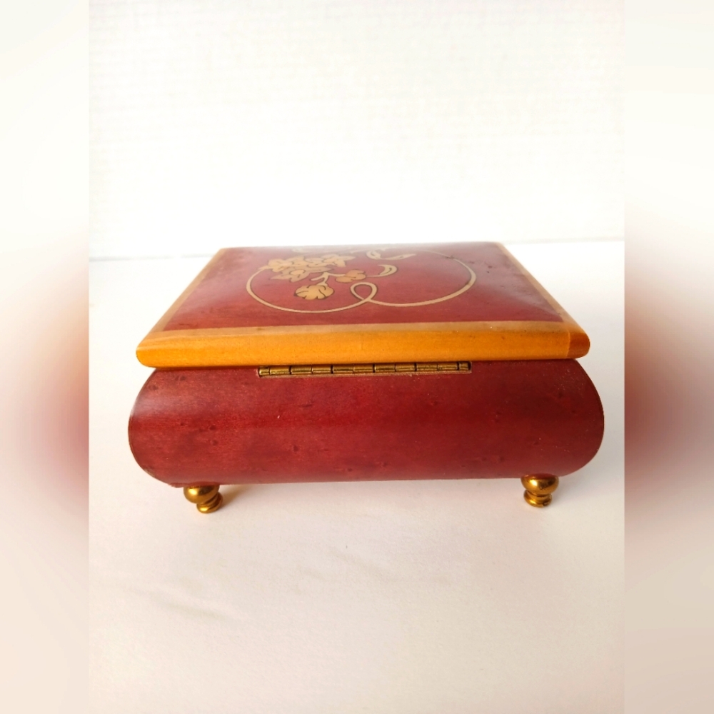 Vintage Italian Made Music Jewelry Box San Fransisco Music Co Mauve Wood Inlay